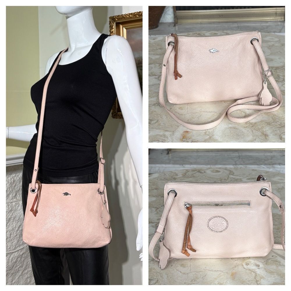 Roots Edie Pink Leather Crossbody Bag